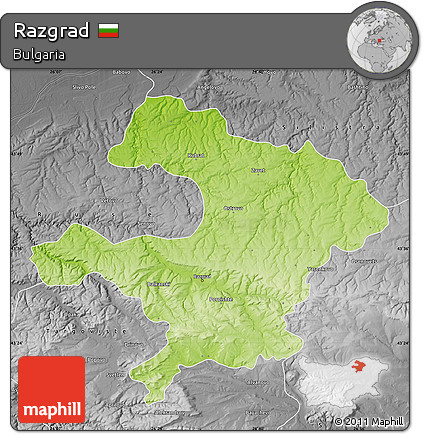 Physical Map of Razgrad, desaturated