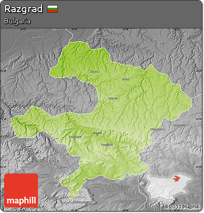 Physical Map of Razgrad, desaturated