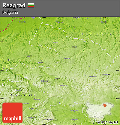 Physical Map of Razgrad