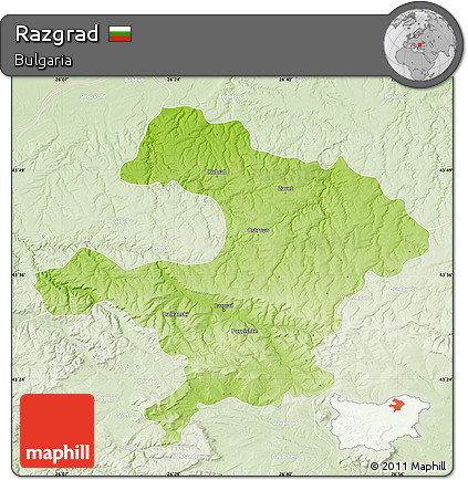Physical Map of Razgrad, lighten