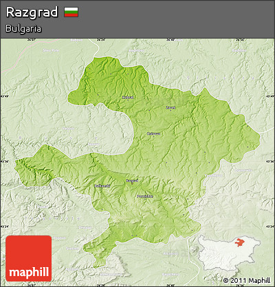 Physical Map of Razgrad, lighten
