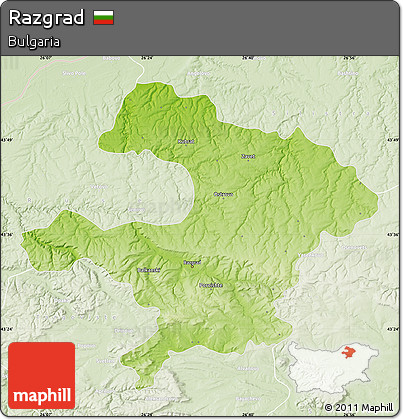 Physical Map of Razgrad, lighten