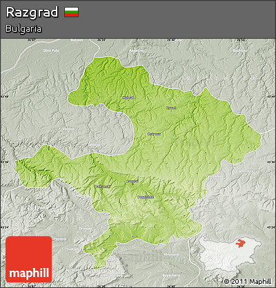 Physical Map of Razgrad, lighten, semi-desaturated