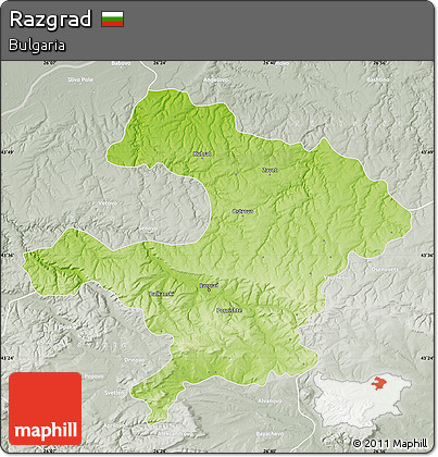Physical Map of Razgrad, lighten, semi-desaturated