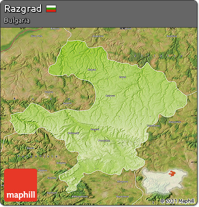 Physical Map of Razgrad, satellite outside