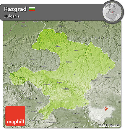 Physical Map of Razgrad, semi-desaturated