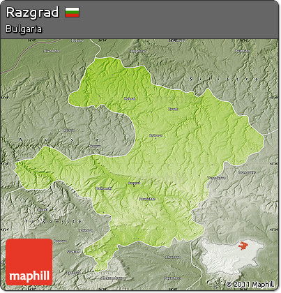 Physical Map of Razgrad, semi-desaturated
