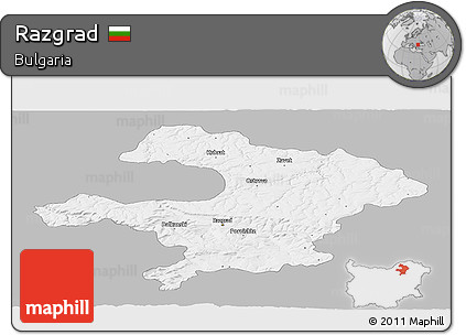 Gray Panoramic Map of Razgrad, single color outside