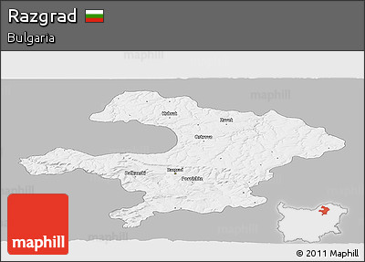 Gray Panoramic Map of Razgrad, single color outside