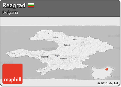 Gray Panoramic Map of Razgrad, single color outside