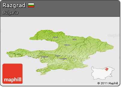 Physical Panoramic Map of Razgrad, cropped outside
