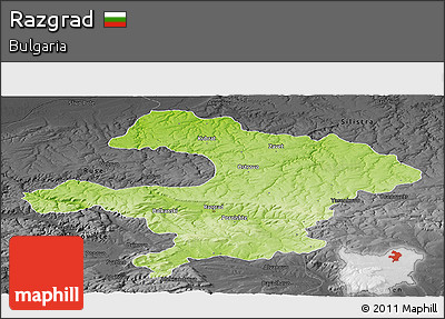 Physical Panoramic Map of Razgrad, darken, desaturated
