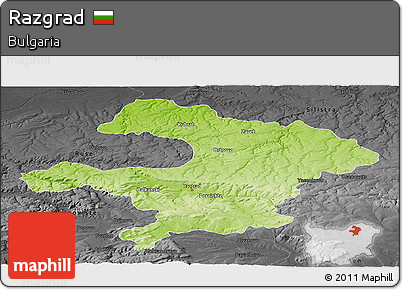 Physical Panoramic Map of Razgrad, darken, desaturated