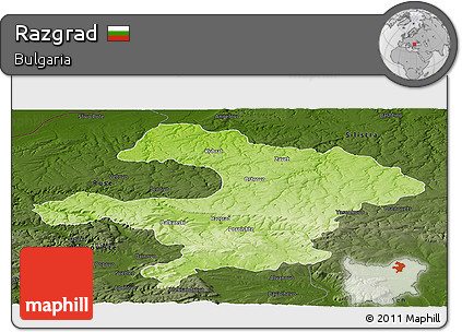 Physical Panoramic Map of Razgrad, darken