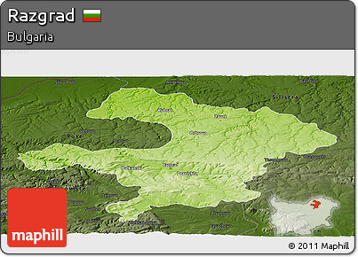 Physical Panoramic Map of Razgrad, darken