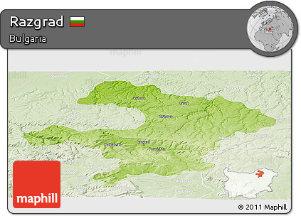 Physical Panoramic Map of Razgrad, lighten