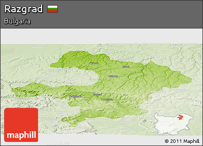 Physical Panoramic Map of Razgrad, lighten