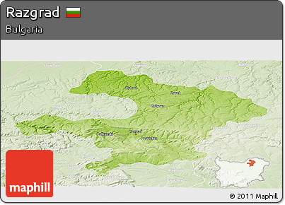 Physical Panoramic Map of Razgrad, lighten