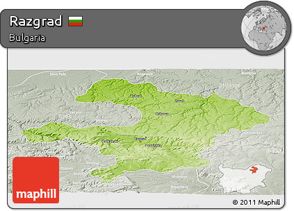 Physical Panoramic Map of Razgrad, lighten, semi-desaturated