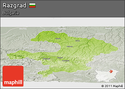 Physical Panoramic Map of Razgrad, lighten, semi-desaturated