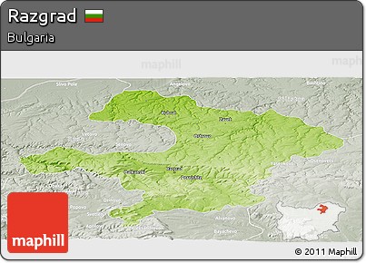Physical Panoramic Map of Razgrad, lighten, semi-desaturated