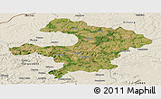Satellite Panoramic Map of Razgrad, shaded relief outside