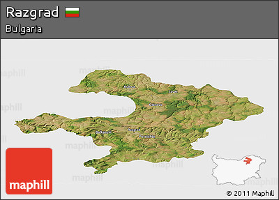Satellite Panoramic Map of Razgrad, single color outside