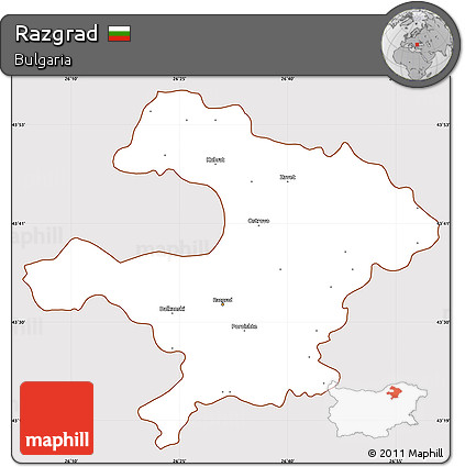 Classic Style Simple Map of Razgrad, cropped outside