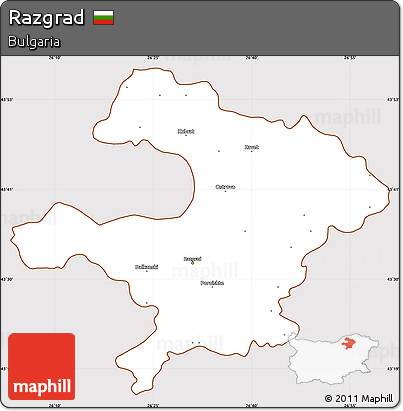 Classic Style Simple Map of Razgrad, cropped outside