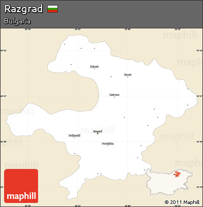 Classic Style Simple Map of Razgrad, single color outside