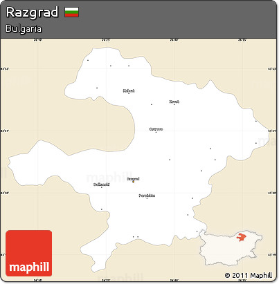 Classic Style Simple Map of Razgrad, single color outside