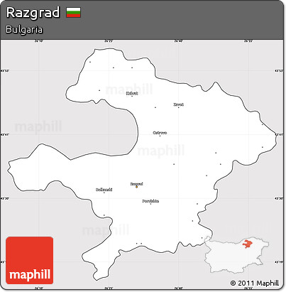 Silver Style Simple Map of Razgrad, cropped outside