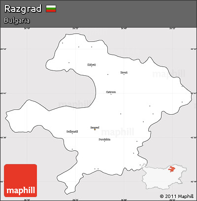 Silver Style Simple Map of Razgrad, cropped outside