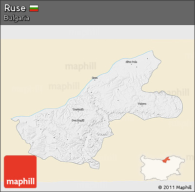 Classic Style 3D Map of Ruse, single color outside