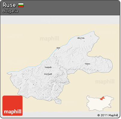 Classic Style 3D Map of Ruse, single color outside