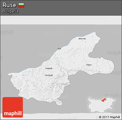 Gray 3D Map of Ruse, single color outside