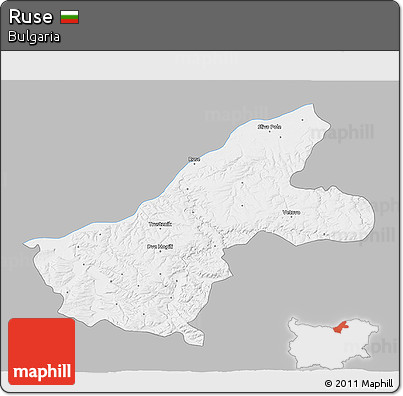 Gray 3D Map of Ruse, single color outside
