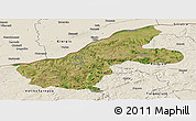 Satellite Panoramic Map of Ruse, shaded relief outside