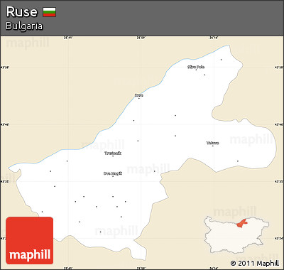 Classic Style Simple Map of Ruse, single color outside
