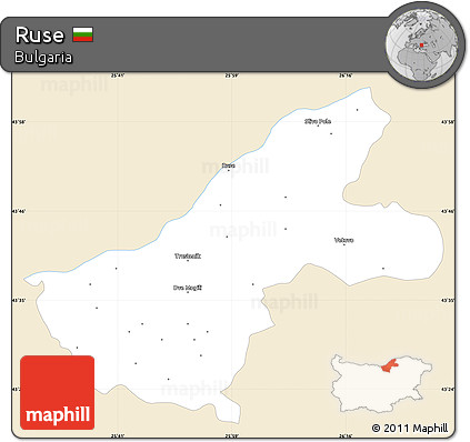 Classic Style Simple Map of Ruse, single color outside