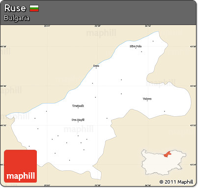 Classic Style Simple Map of Ruse, single color outside