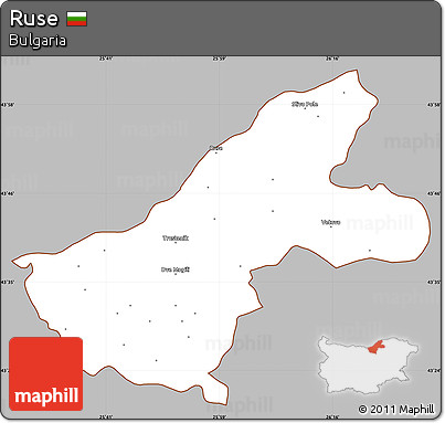 Gray Simple Map of Ruse, cropped outside