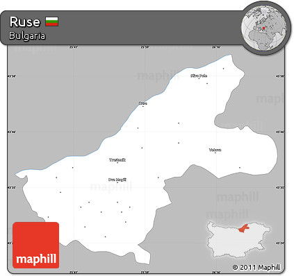 Gray Simple Map of Ruse, single color outside