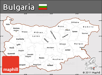 Classic Style Simple Map of Bulgaria, cropped outside