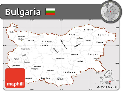 Classic Style Simple Map of Bulgaria, cropped outside