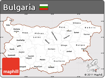 Classic Style Simple Map of Bulgaria, cropped outside