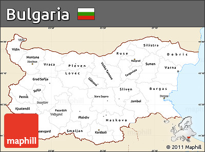 Classic Style Simple Map of Bulgaria, single color outside