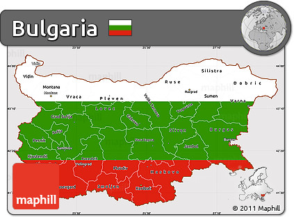 Flag Simple Map of Bulgaria, flag centered