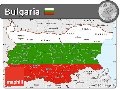 Flag Simple Map of Bulgaria, single color outside, borders and labels