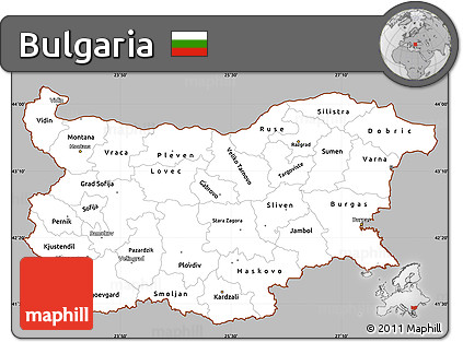 Gray Simple Map of Bulgaria, cropped outside